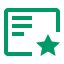 Green document icon with text lines and a star, symbolizing a favorite or important document