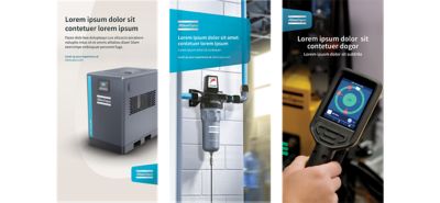 Three different layout templates for roll-ups