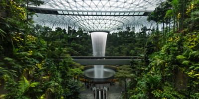Jewel Changi Airport waterfall in Singapore