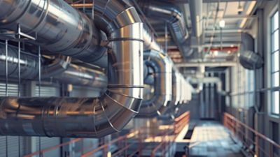 대형 산업용 배관 및 덕트 설비 - 에너지 비용 절감을 지원하는 아트라스콥코 저압용 고효율 압축 공기 솔루션