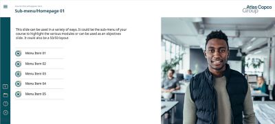 Submenu layout with listing to the left and image of person to the right