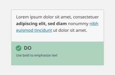 Lorem ipsum text with some text bolded with caption: DO: Use bold to emphasize text