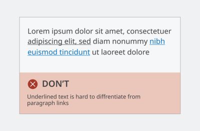 Left-aligned lorem ipsum text with caption: DON’T: Justified text for paras makes it very hard to re
