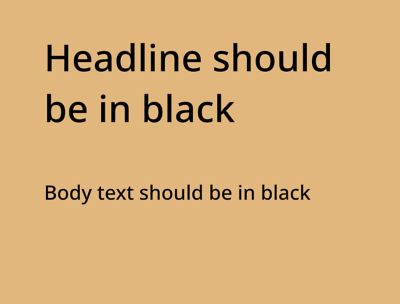 Primary gold and its associated colors for headline and body text