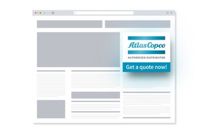 A graphical representation of a typical website layout with Atlas Copco authorized distributor promotional banner placement