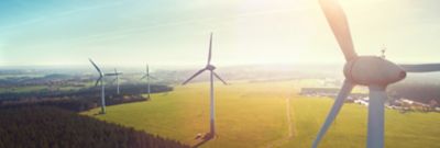 Sustainability survey hero banner - windmills 