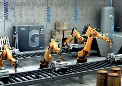 GA Workplace
Oil injected screw air compressor with integrated refrigerant dryer.